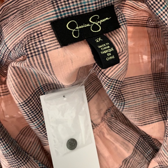 JESSICA SIMPSON NWT PINK BLUE PLAID TOP SIZE 2X - Picture 5 of 6